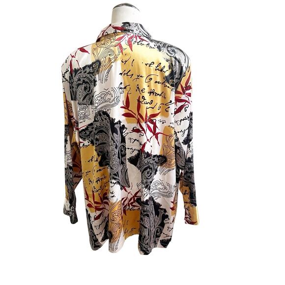 Maggie Barnes Women’s Vintage Satin Button Down Blouse Size 2X 22/24 Artsy - Picture 2 of 10